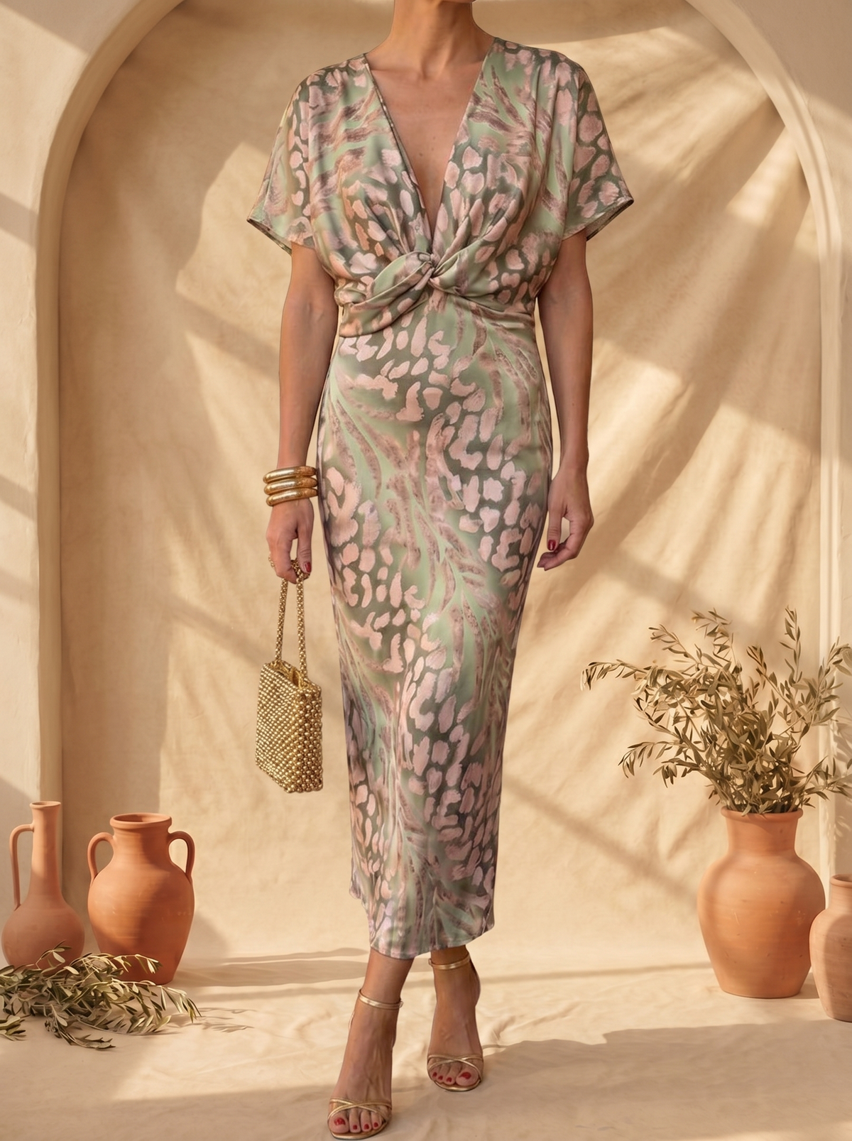 ANTONELLA™ - TWIST-KNOT MIDI DRESS