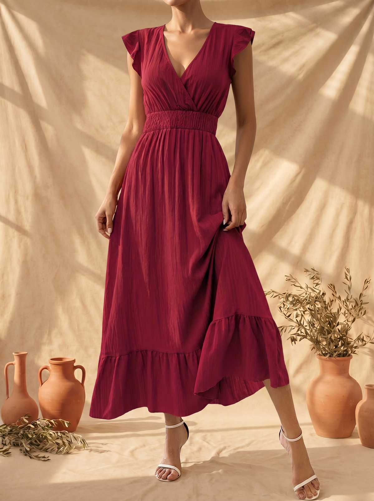 INCANTO™ - RUCHED WRAP-NECK DRESS