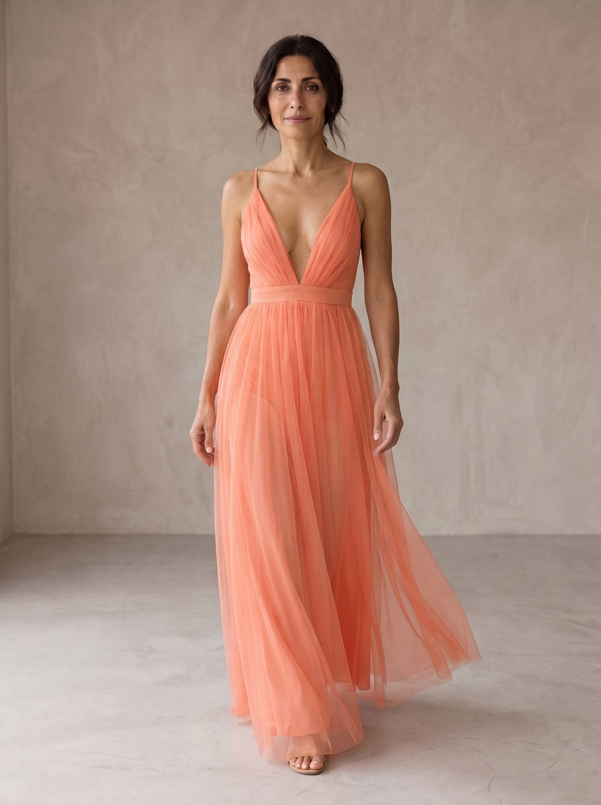 GENEVIÈVE™ - CORAL GLOW MAXI DRESS