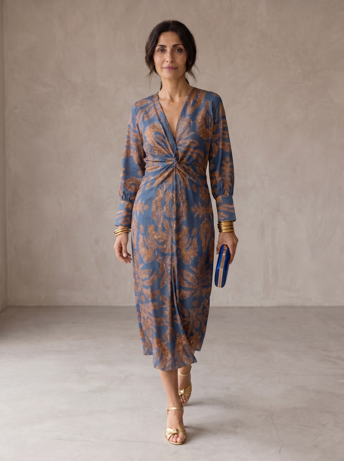 CELESTINE™ - FLORAL LONG-SLEEVE MIDI DRESS