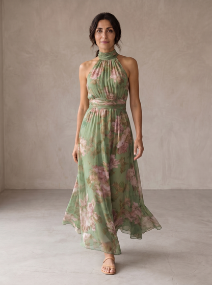 LIVIA™ - FLORAL HALTER MAXI DRESS