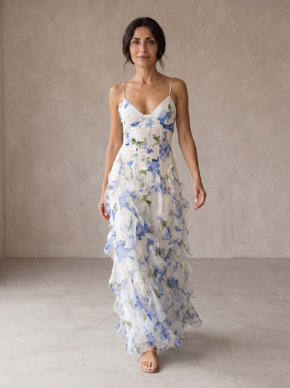 URI™ - RUFFLED FLORAL MIDI DRESS
