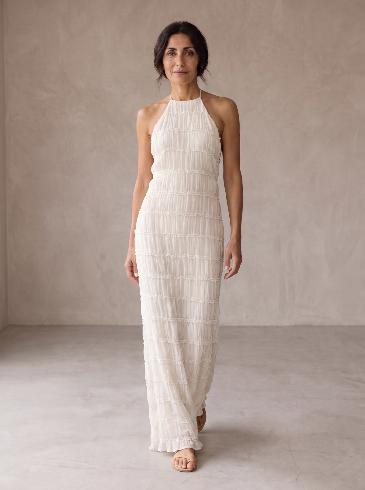 ANGELA™ - TIERED HALTER EVENING DRESS