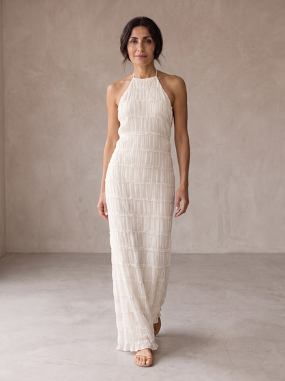 ANGELA™ - TIERED HALTER EVENING DRESS