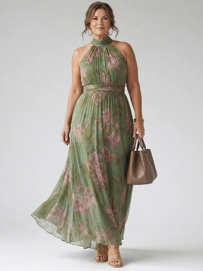 Antaradus - Inés Floral Pleated Chiffon Jumpsuit