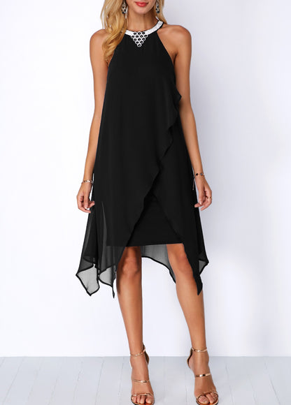 SELENE™ - EMBELLISHED ASYMMETRIC HEM DRESS