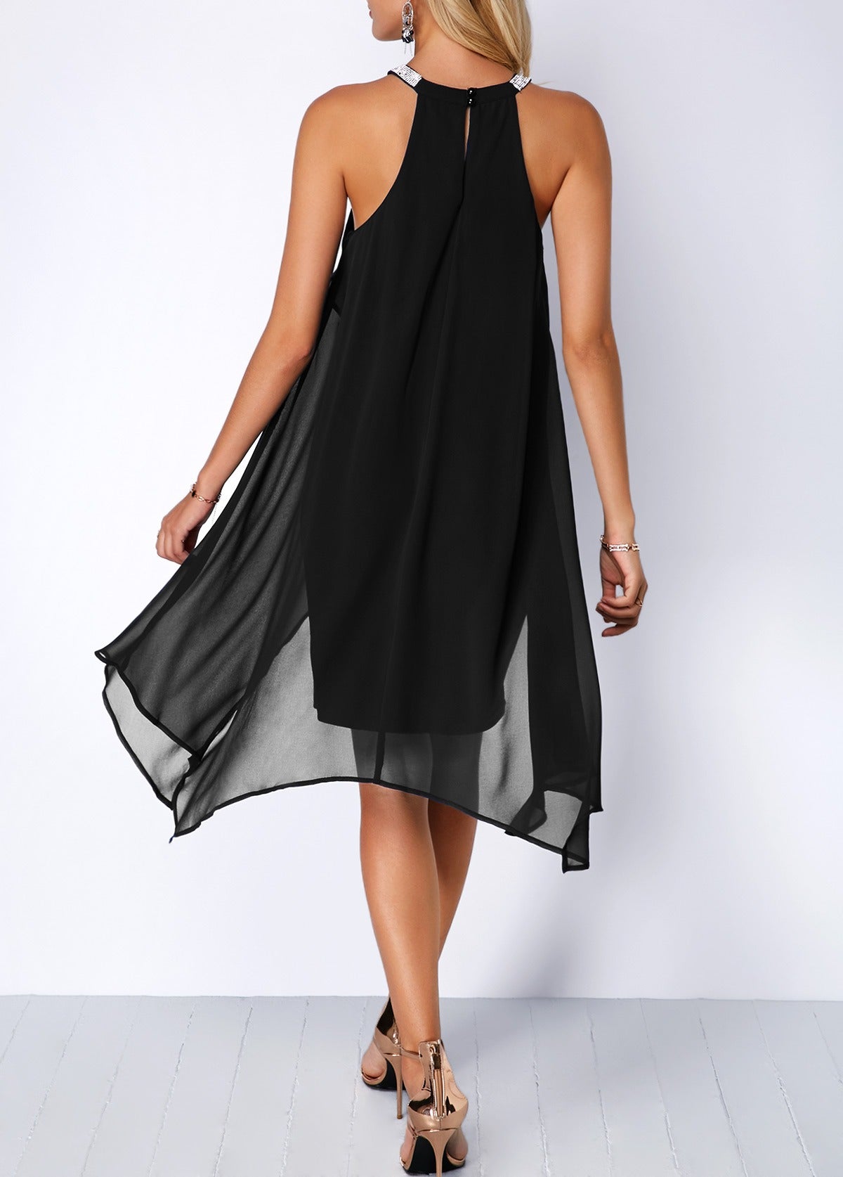 SELENE™ - EMBELLISHED ASYMMETRIC HEM DRESS