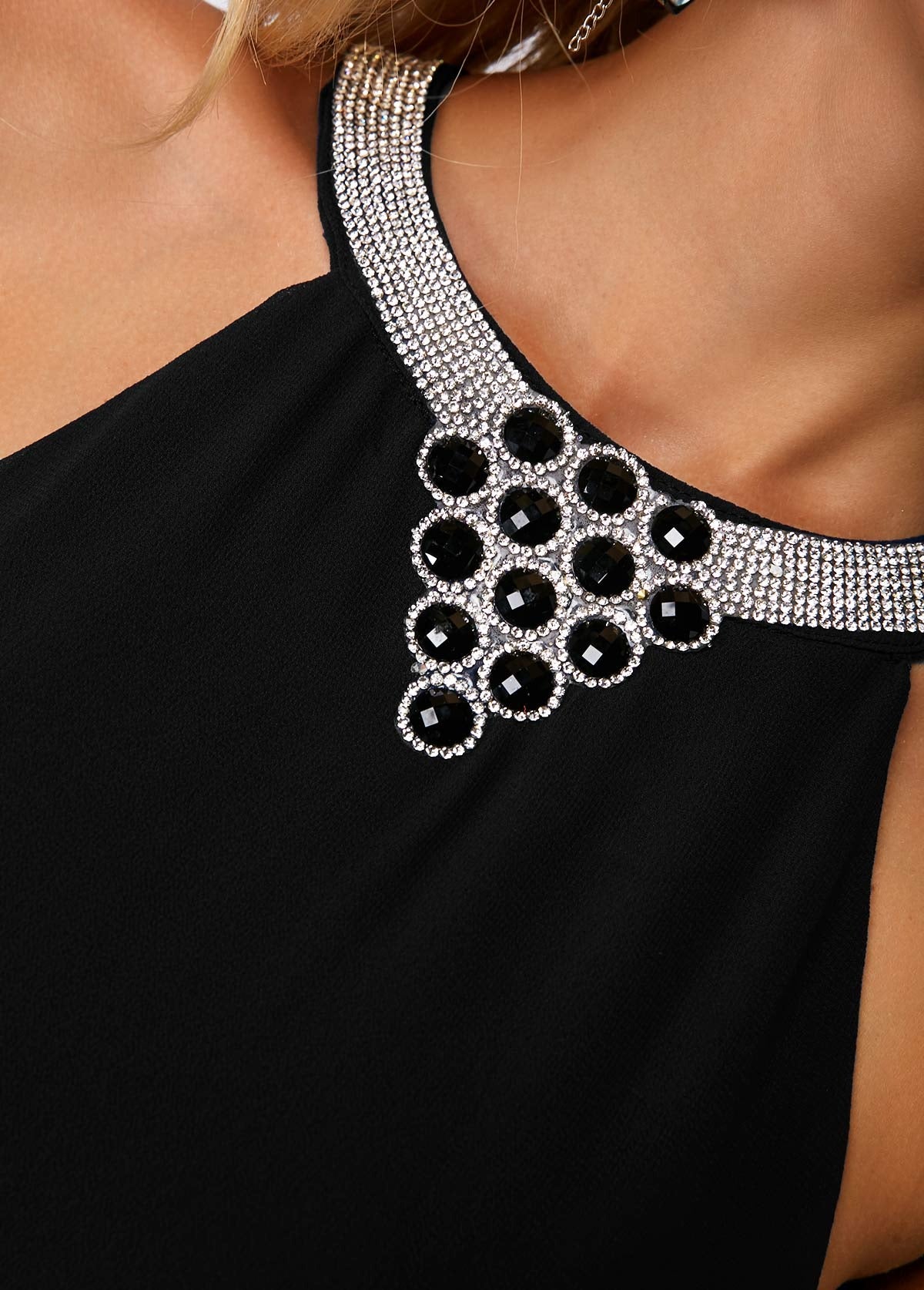 SELENE™ - EMBELLISHED ASYMMETRIC HEM DRESS