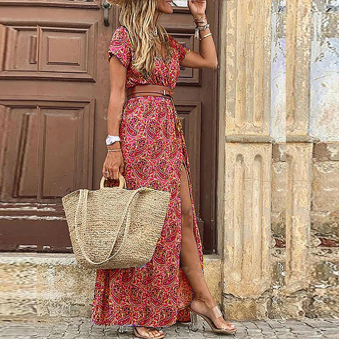 SOLVEIG™ - BELTED BOHO DRESS