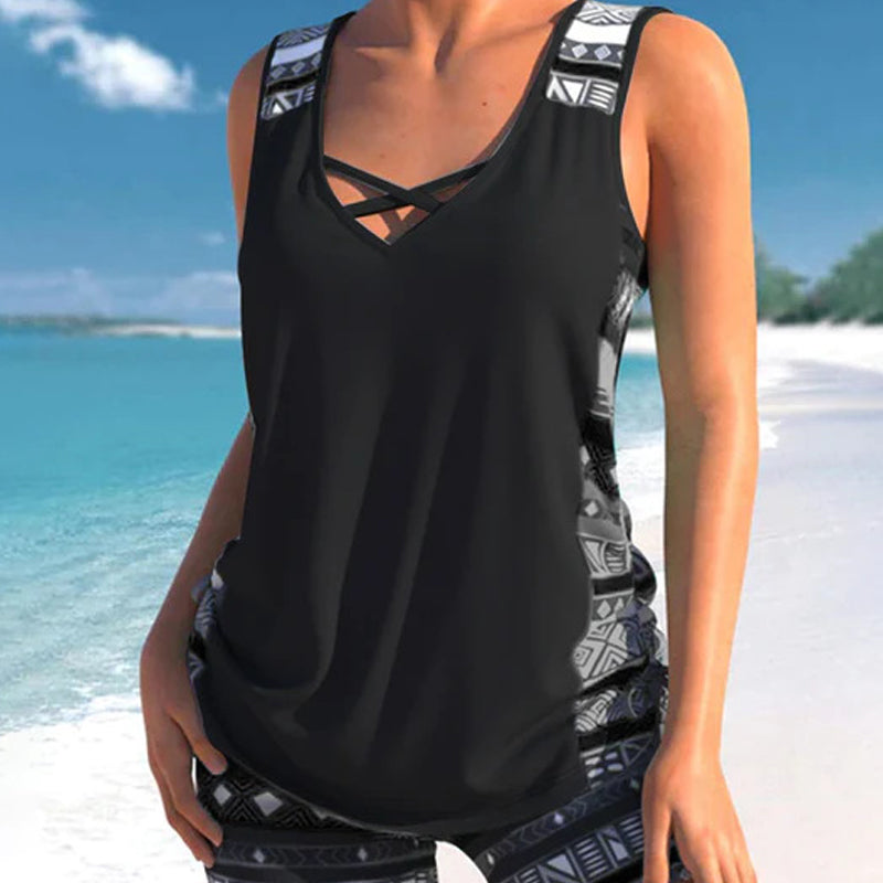 SOLANA™ - BOHO AZTEC TUMMY CONTROL TANKINI SET